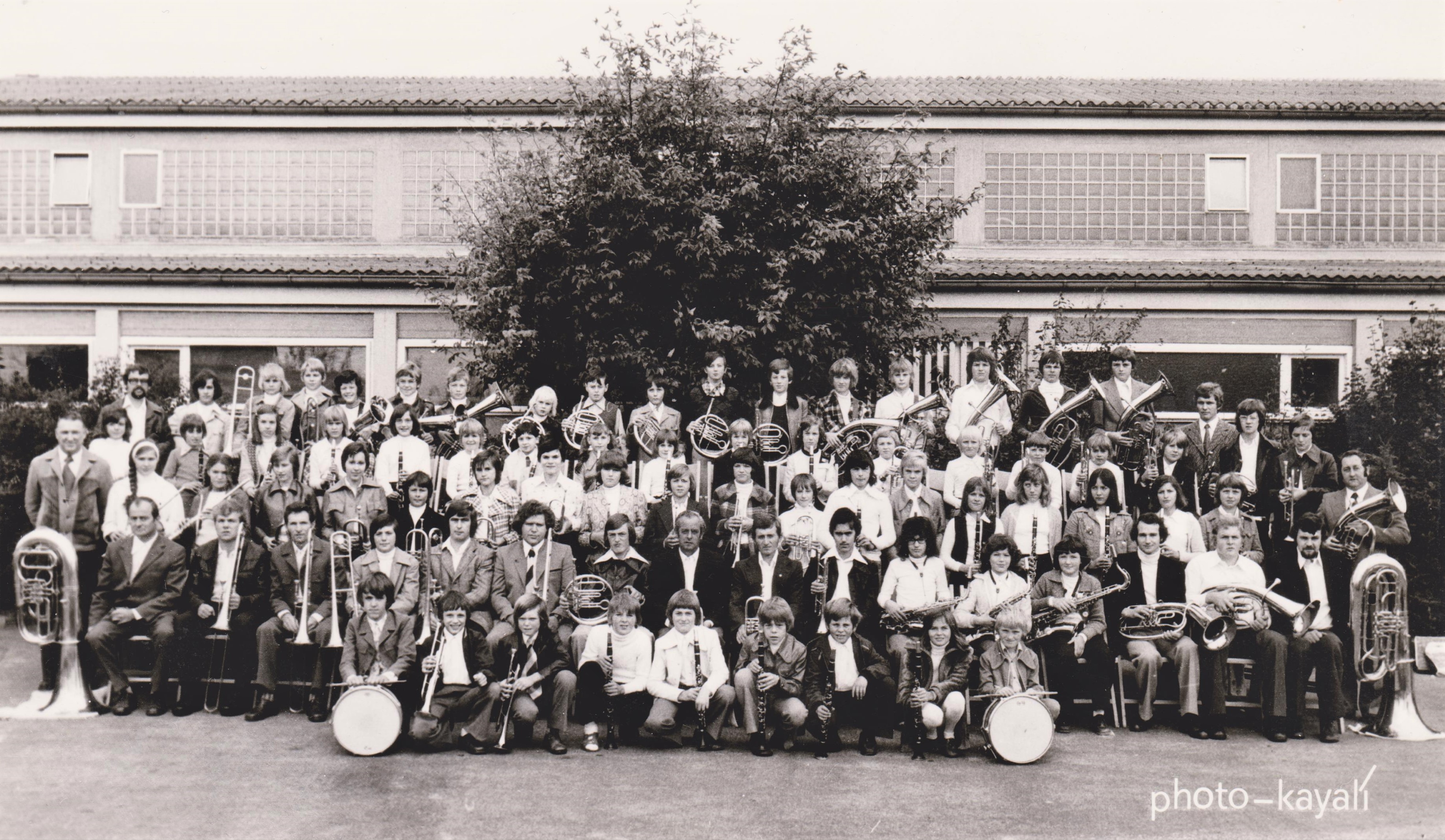 Gruppenbild Musikverein Fichtenau aus dem Jahr 1974