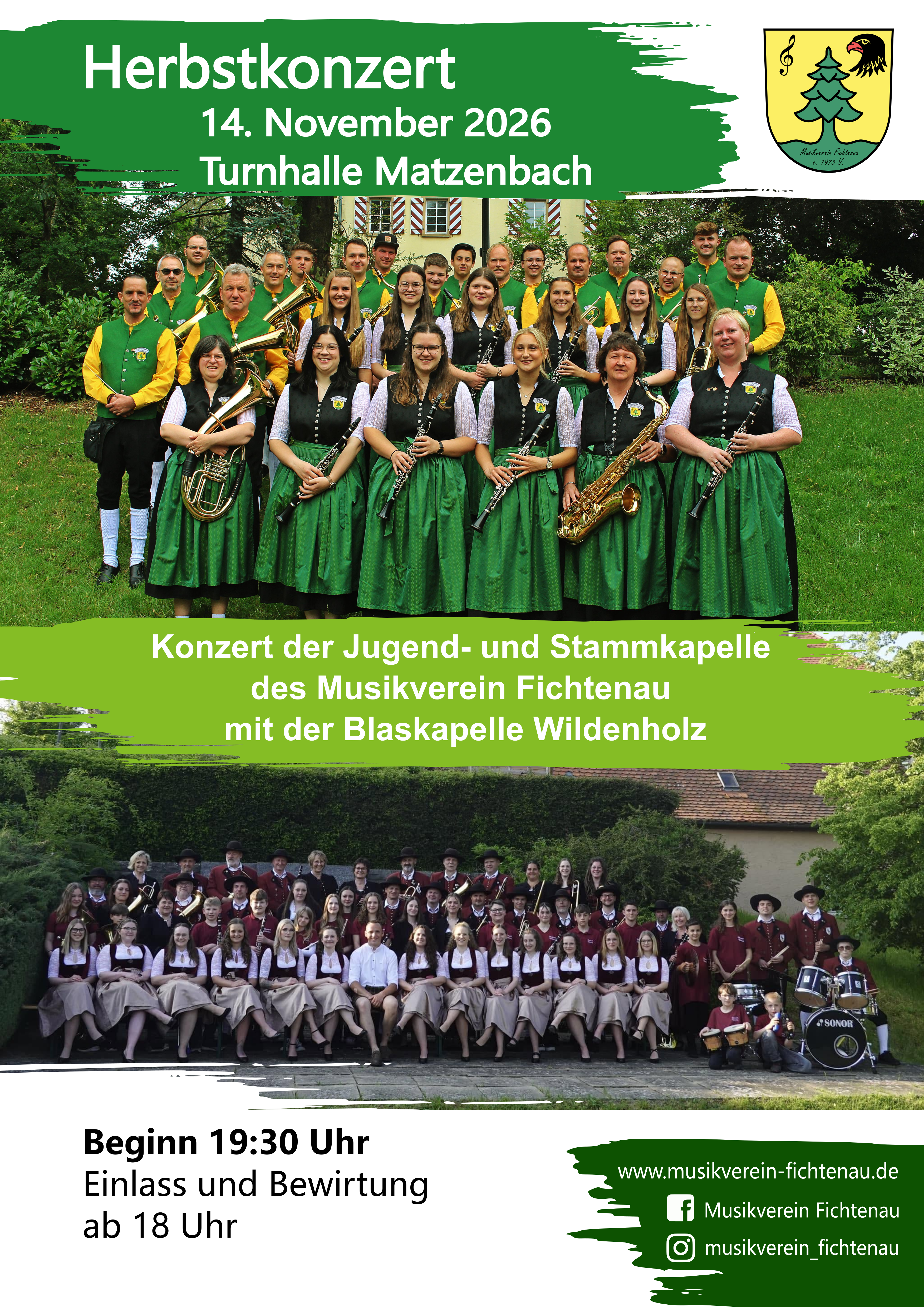 Herbstkonzert vom Musikverein Fichtenau am 14. November in der Turnhalle Matzenbach