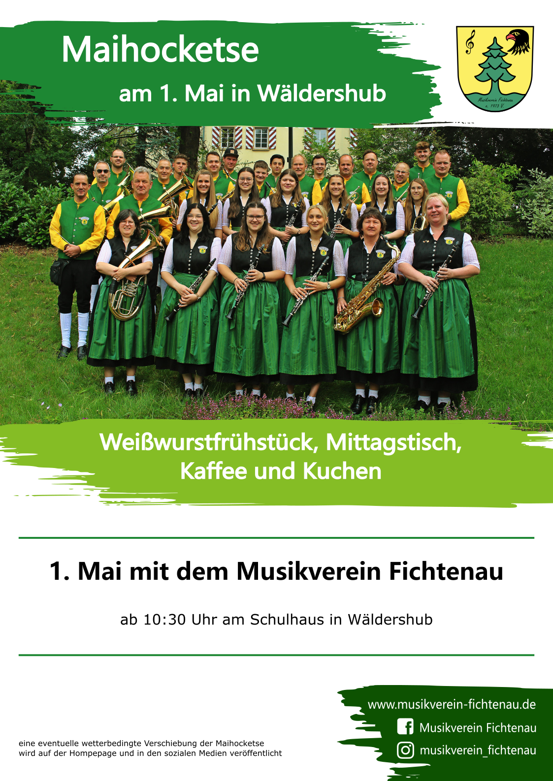 Maihocketse vom Musikverein Fichtenau am 01. Mai in Wäldershub